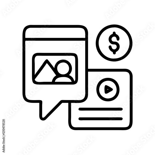 sponsored posts icon, sponsored posts line art - simple line art of sponsored posts, perfect for sponsored posts logos and icons