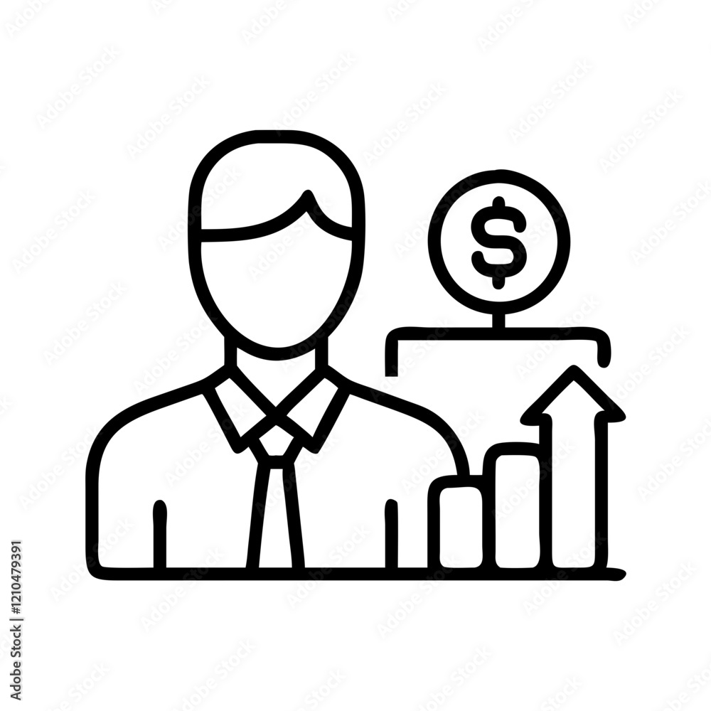 stock broker icon, stock broker line art - simple line art of stock broker, perfect for stock broker logos and icons stock broker icon, stock broker line art - simple line art of stock broker, perfect for stock broker logos and icons