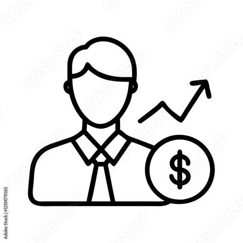 stock broker icon, stock broker line art - simple line art of stock broker, perfect for stock broker logos and icons