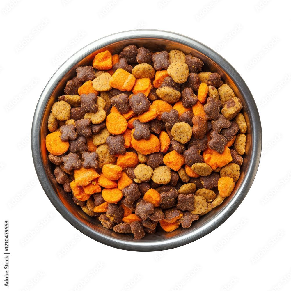 Isolated Top View Bowl of Mixed Pet Food Isolated Top View Bowl of Mixed Pet Food