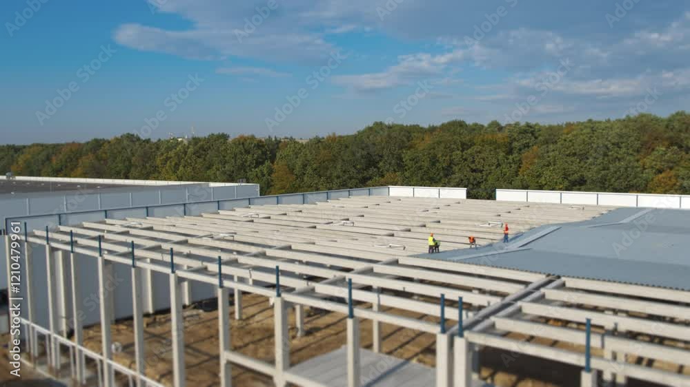 Construction Site Featuring an Emerging Structure Situated Under a Clear Blue Sky Construction Site Featuring an Emerging Structure Situated Under a Clear Blue Sky