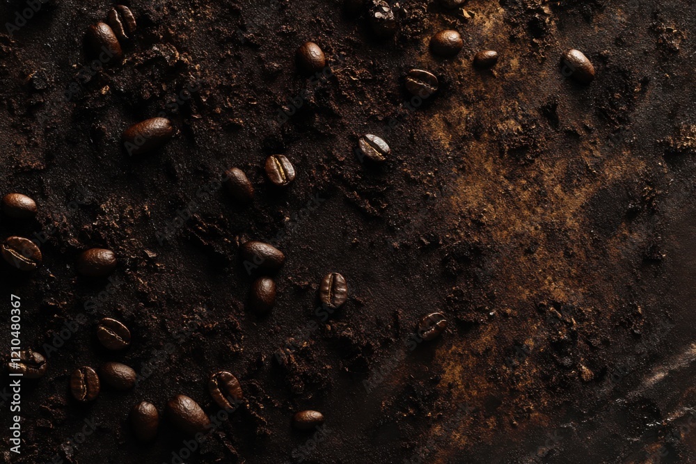 A top view of coffee bean texture background, with scattered dark brown beans.
A top view of coffee bean texture background, with scattered dark brown beans.