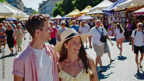 Wallpaper Mural Happy Couple Enjoying Sunny Vacation Torontodigital.ca