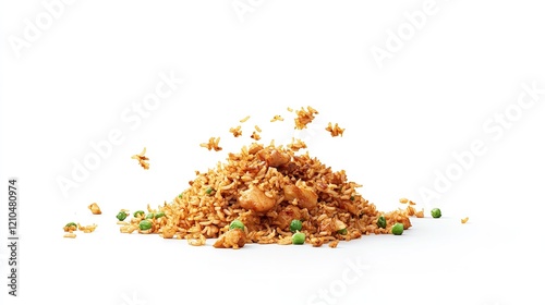 Chicken Biriyani Isolated on White Background - Authentic Indian