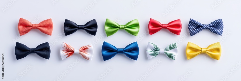 Fototapeta premium Lively collection of oversized bowties featuring playful prints for a humorous take on formal fashion