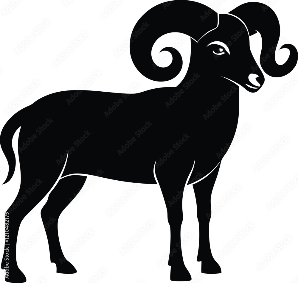 Bighorn Sheep silhouette, black vector icon Bighorn Sheep silhouette, black vector icon