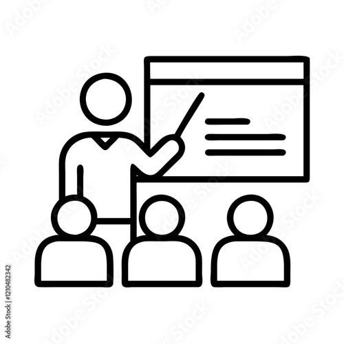 teacher giving lecture icon, teacher giving lecture line art - simple line art of teacher giving lecture, perfect for teacher giving lecture logos and icons