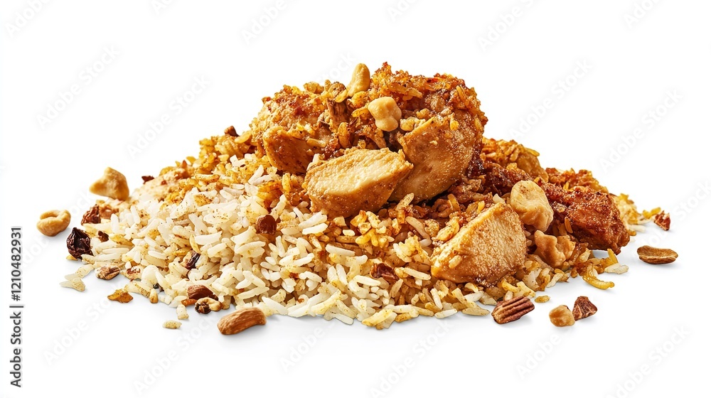 Chicken Biriyani Isolated on White Background - Authentic Indian Chicken Biriyani Isolated on White Background - Authentic Indian