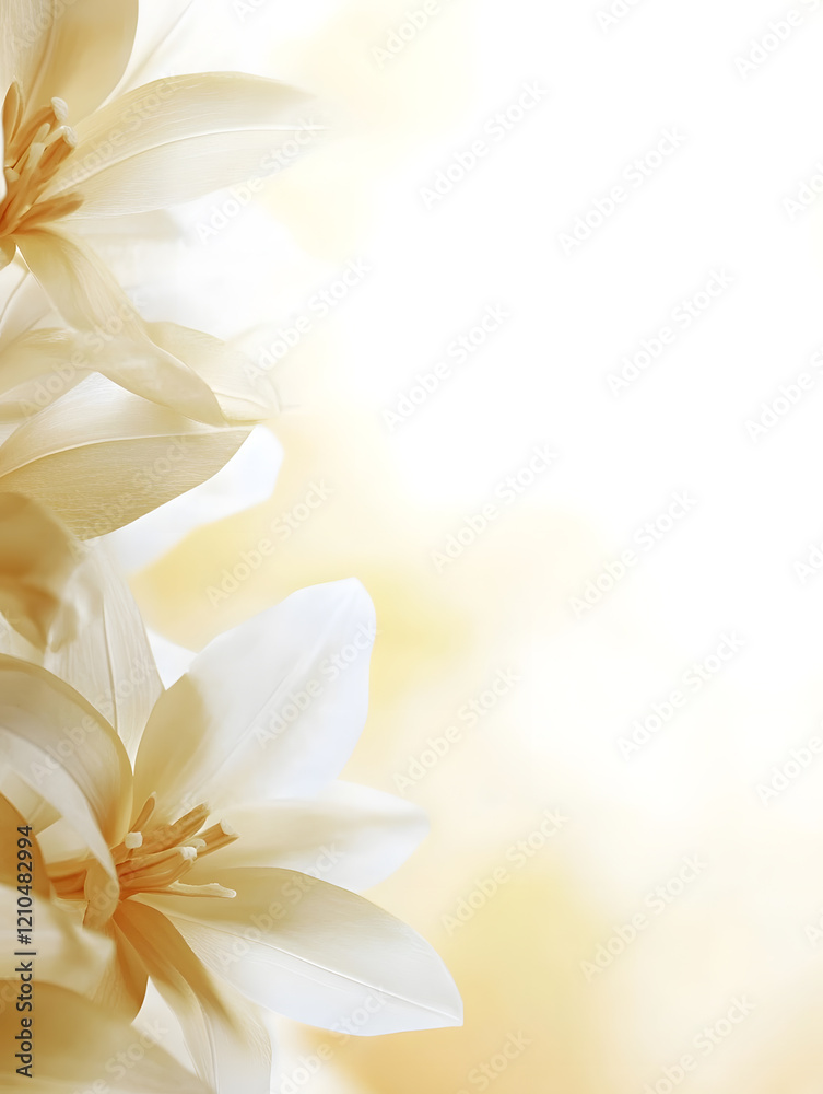 Elegant Soft White Lilies with Subtle Yellow Toning on Gentle Background : Generative AI Elegant Soft White Lilies with Subtle Yellow Toning on Gentle Background : Generative AI