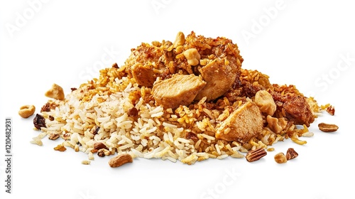 Chicken Biriyani Isolated on White Background - Authentic Indian