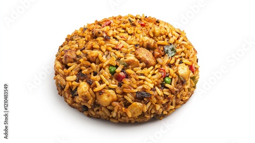 Chicken Biriyani Isolated on White Background - Authentic Indian