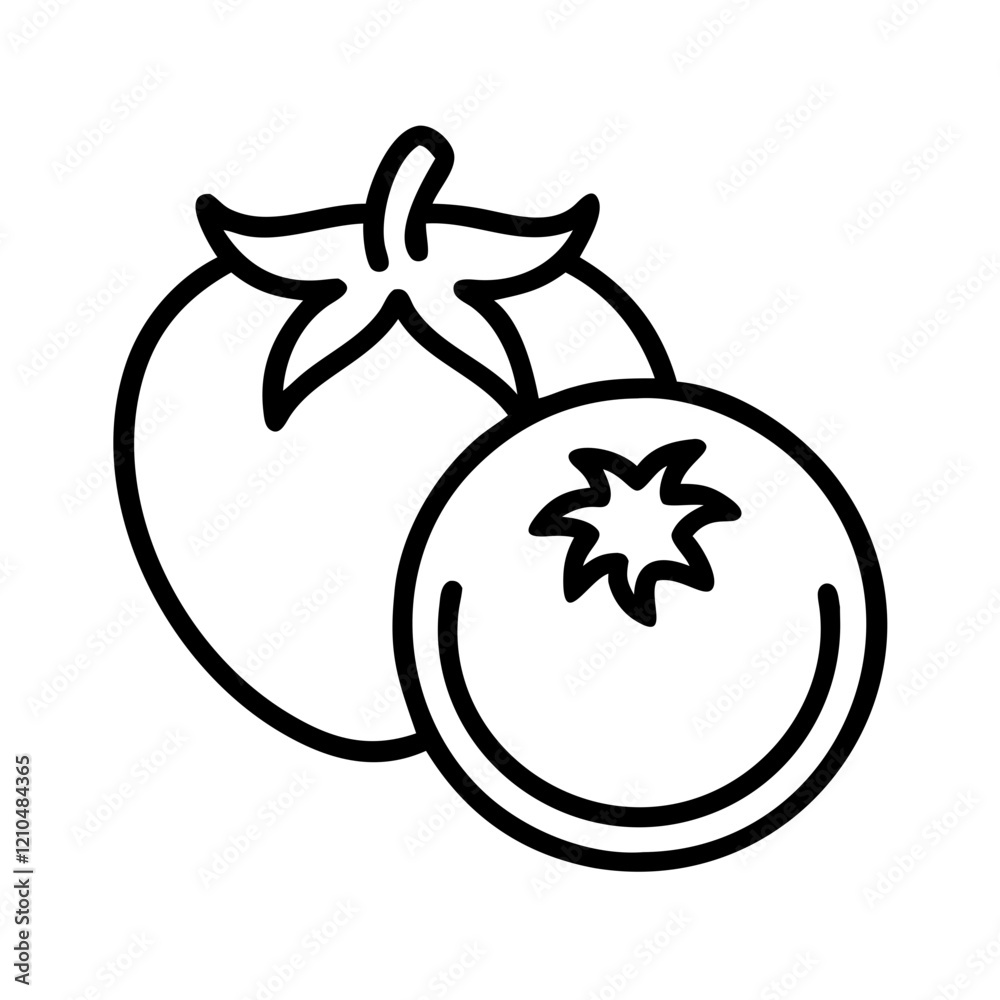 tomato icon, tomato line art - simple line art of tomato, perfect for tomato logos and icons tomato icon, tomato line art - simple line art of tomato, perfect for tomato logos and icons