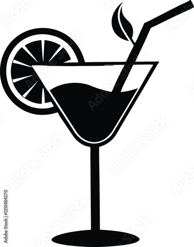 Cocktail silhouette,Cocktail glases silhouette vector icon