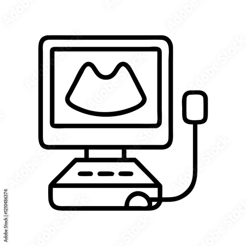 ultrasound machine icon, ultrasound machine line art - simple line art of ultrasound machine, perfect for ultrasound machine logos and icons