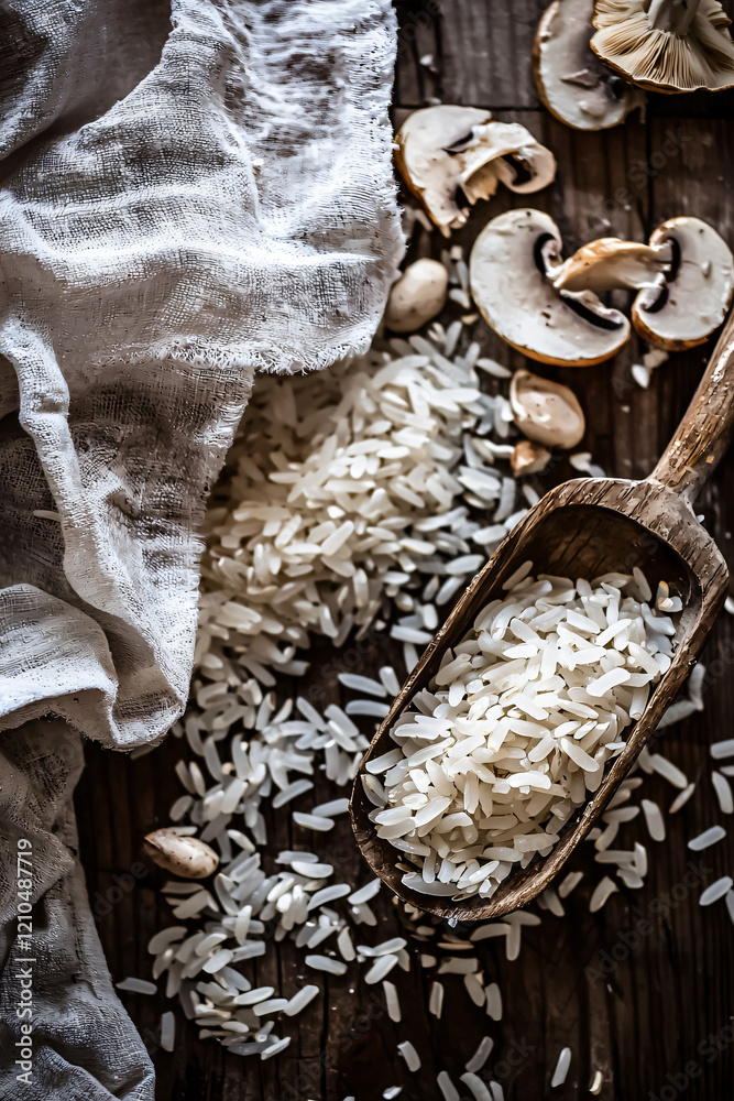 creamy rice texture, funghi preparation creamy rice texture, funghi preparation