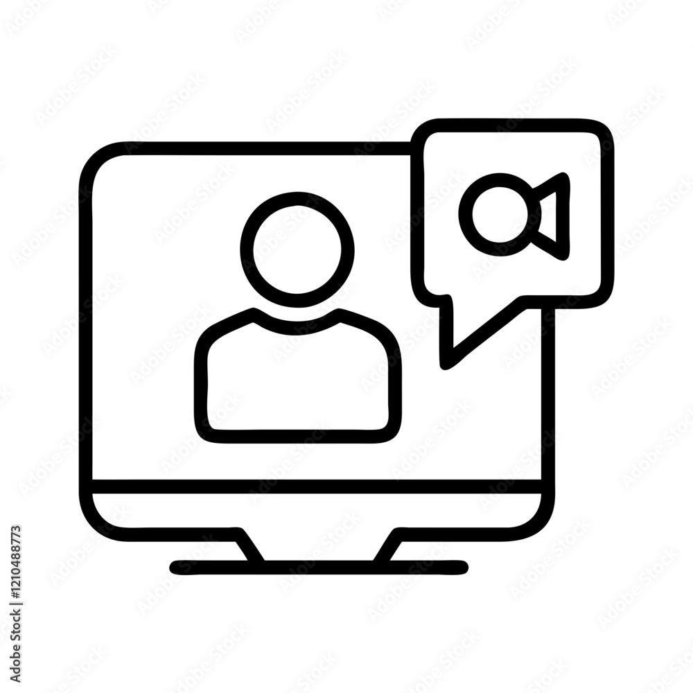 video call icon, video call line art - simple line art of video call, perfect for video call logos and icons video call icon, video call line art - simple line art of video call, perfect for video call logos and icons
