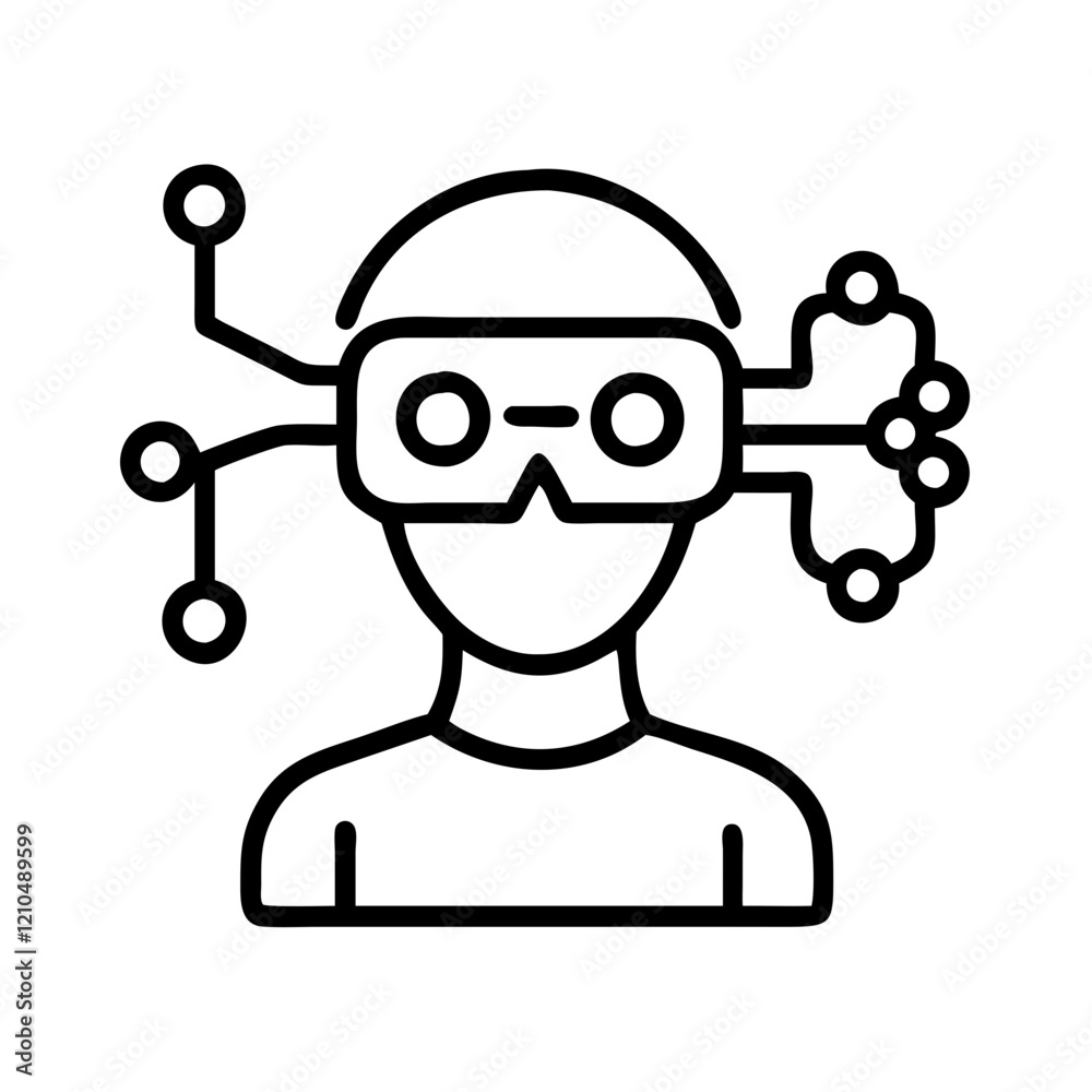 virtual reality with ai icon, virtual reality with ai line art - simple line art of virtual reality with ai, perfect for virtual reality with ai logos and icons virtual reality with ai icon, virtual reality with ai line art - simple line art of virtual reality with ai, perfect for virtual reality with ai logos and icons