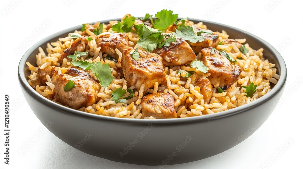Chicken Biryani on Isolated White Background - AI Generative Chicken Biryani on Isolated White Background - AI Generative