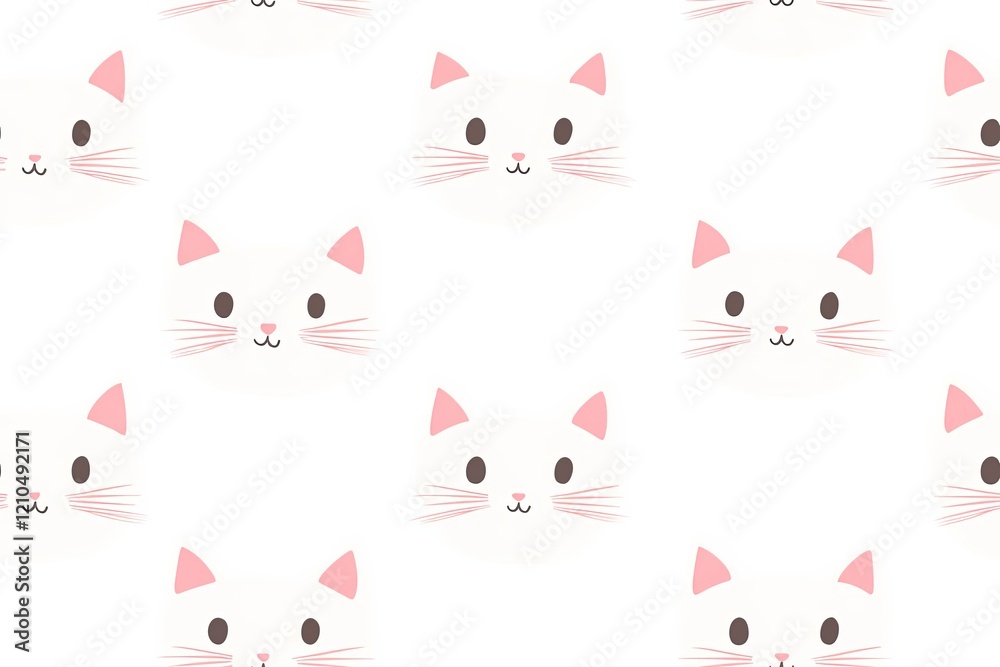 Fototapeta premium Pretty cats card and seamless background. Seamless kawaii kittens pattern for kids.
