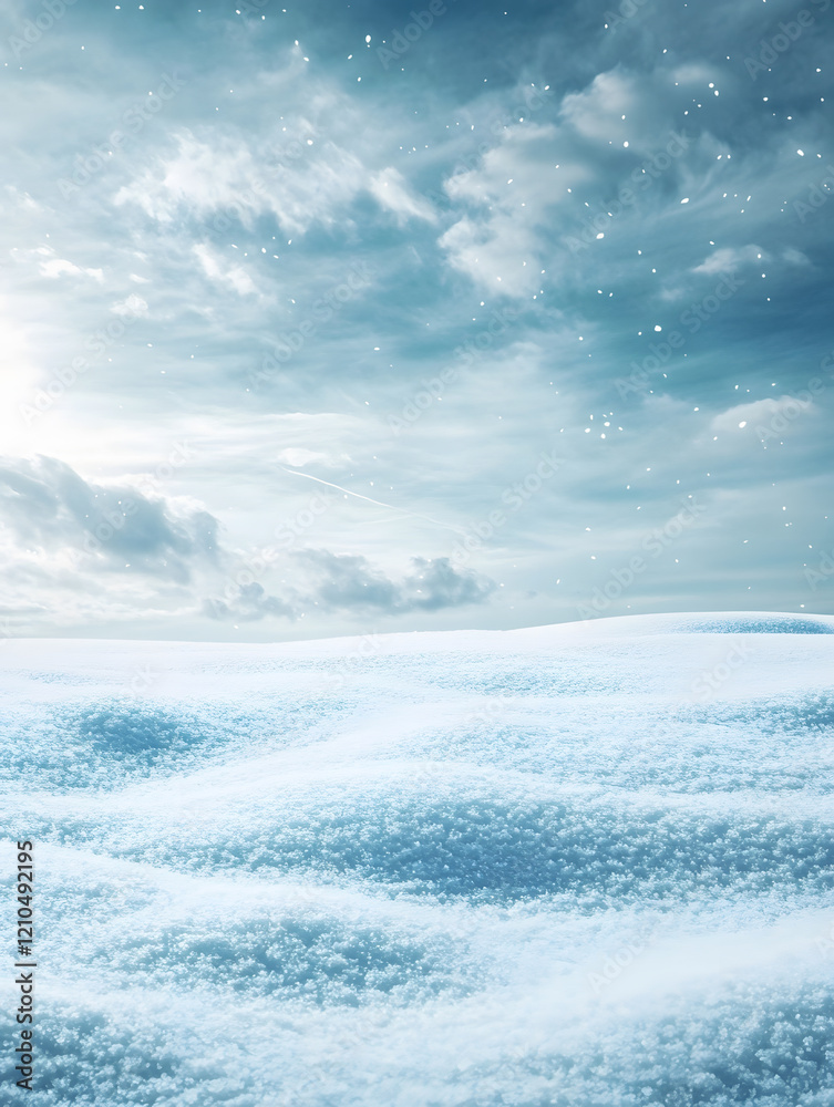 Fototapeta premium Serenely Beautiful Winter Landscape with Endless Snowfield Under Crisp Clear Sky : Generative AI