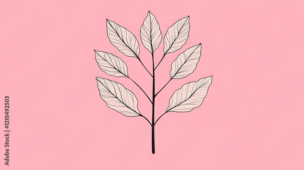 Elegant Line Art of a Tree with Heart-Shaped Leaves on a Soft Pink Background, Perfect for Welcoming and Nature-Themed Illustrations Elegant Line Art of a Tree with Heart-Shaped Leaves on a Soft Pink Background, Perfect for Welcoming and Nature-Themed Illustrations