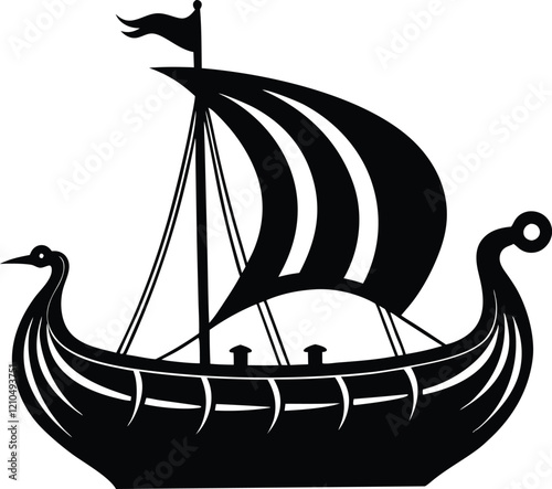 Viking Ship silhouette,Viking Ship vector icon