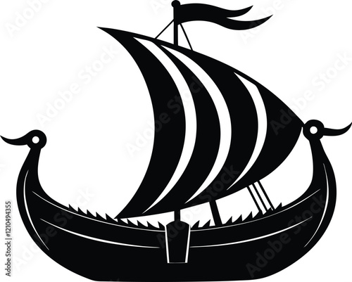Viking Ship silhouette,Viking Ship vector icon