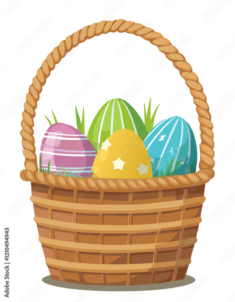 basket with easter eggs