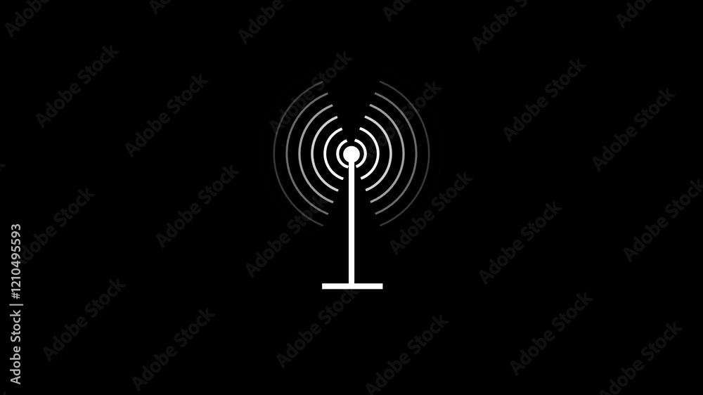 Radio waves signal animation. radio waves spreading on black background 4k video. Radio antenna wireless. Technology and network signal radio antenna. Radio waves signal animation. radio waves spreading on black background 4k video. Radio antenna wireless. Technology and network signal radio antenna.