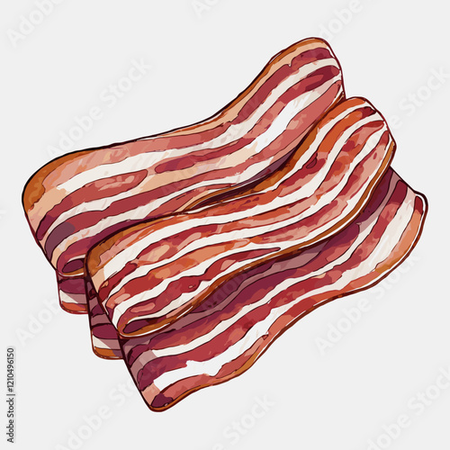 Watercolor Crispy Bacon Strips Artwork