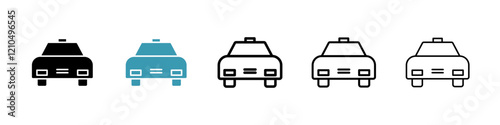 Taxi icons in black and blue set