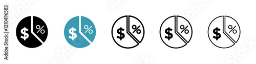 Dividend icons in black and blue set