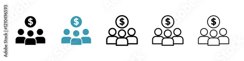 Mutual funds icons in black and blue set