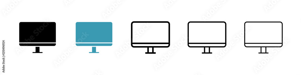 Monitor icons in black and blue set Monitor icons in black and blue set
