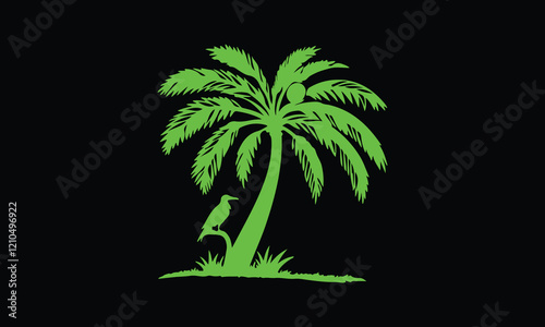 Palm silhouettes. Highly Detailed Palm Trees, Tropical trees for design about nature. A palm tree isolated on white. Black palm trees set isolated on white background.