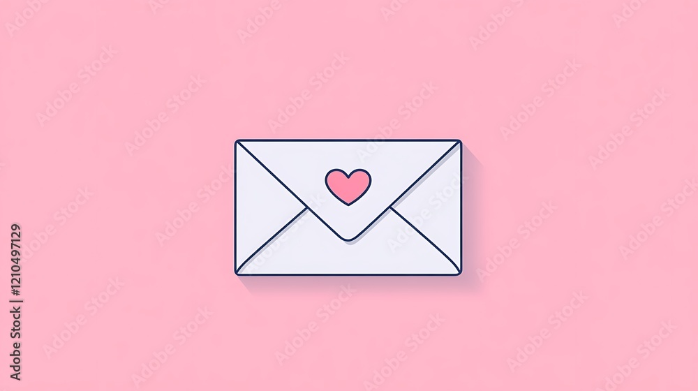 Charming Love Letter Icon Featuring an Envelope with Heart Seal on a Soft Pink Background for Romantic and Sentimental Themes Charming Love Letter Icon Featuring an Envelope with Heart Seal on a Soft Pink Background for Romantic and Sentimental Themes