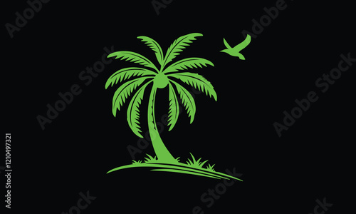 Palm silhouettes. Highly Detailed Palm Trees, Tropical trees for design about nature. A palm tree isolated on white. Black palm trees set isolated on white background.