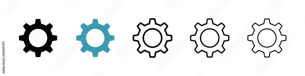 Cogwheel icons in black and blue set Cogwheel icons in black and blue set