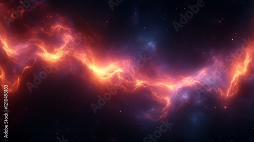 Cosmic Nebula Fiery Streams Across Dark Space photo