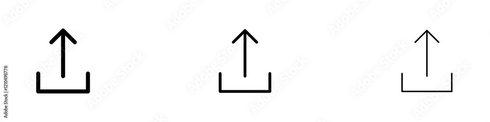 Upload arrow icons in black and blue set Upload arrow icons in black and blue set