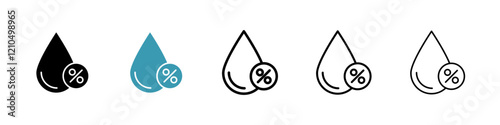 Humidity icons in black and blue set