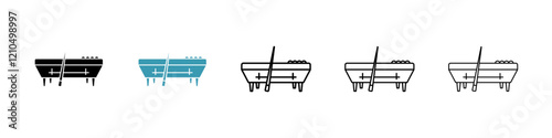 Pool table icons in black and blue set