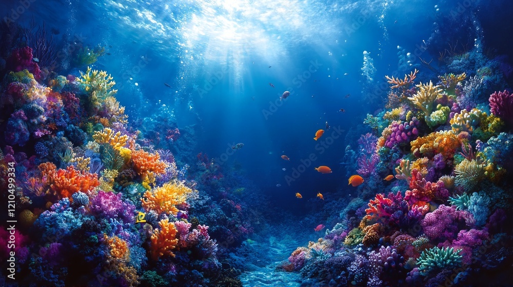 A vibrant and diverse coral reef teeming with life, showcasing an array of colorful fish swimming amidst lush coral formations. A vibrant and diverse coral reef teeming with life, showcasing an array of colorful fish swimming amidst lush coral formations.
