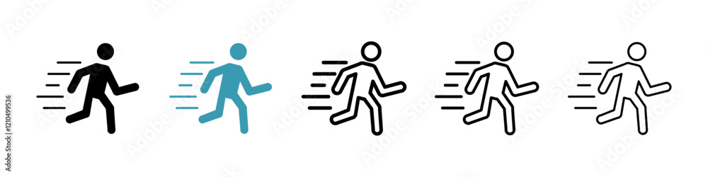 Running icons in black and blue set Running icons in black and blue set