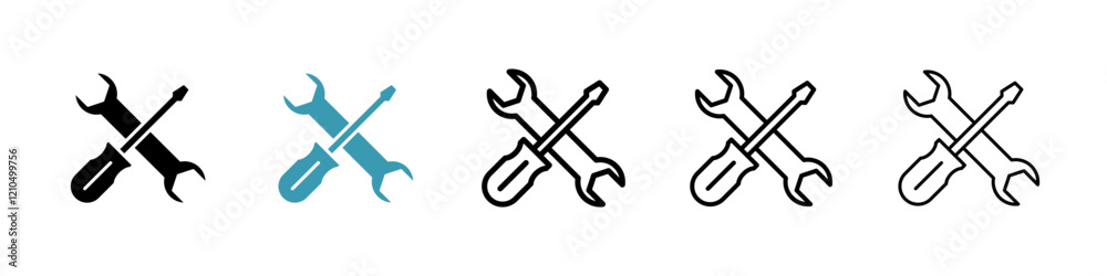 Repair icons in black and blue set Repair icons in black and blue set