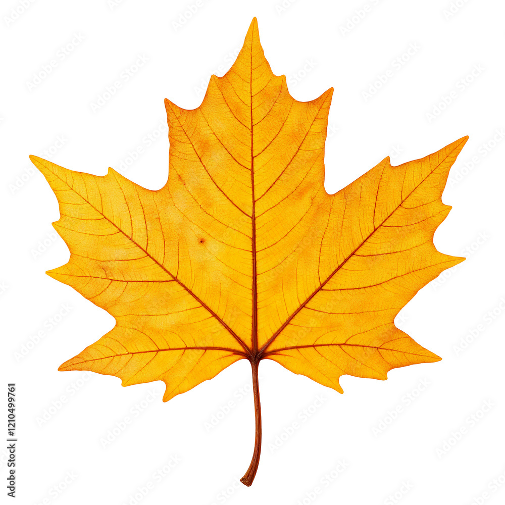 Golden Autumn Leaf, Maple Leaf, Fall Foliage, Isolated on White Golden Autumn Leaf, Maple Leaf, Fall Foliage, Isolated on White