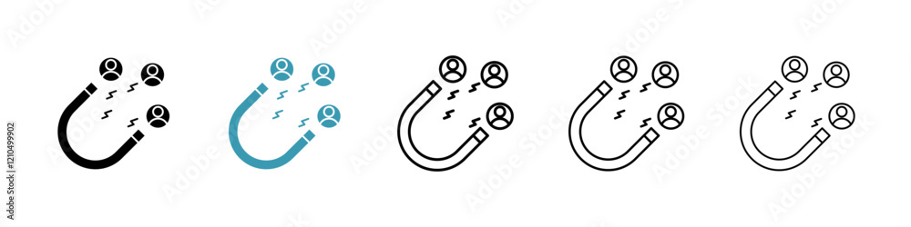 Lead generation icons in black and blue set Lead generation icons in black and blue set
