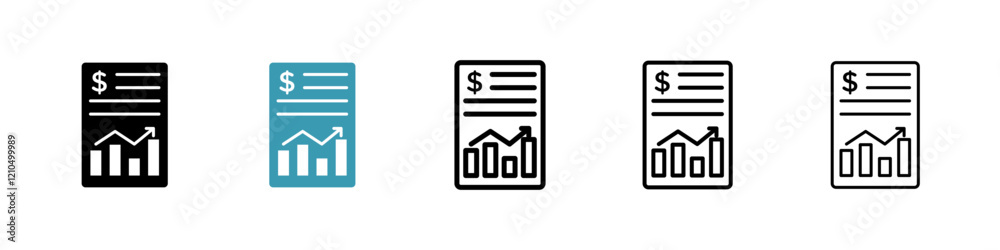 Financial report icons in black and blue set Financial report icons in black and blue set