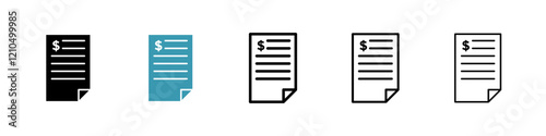 Bank statement icons in black and blue set