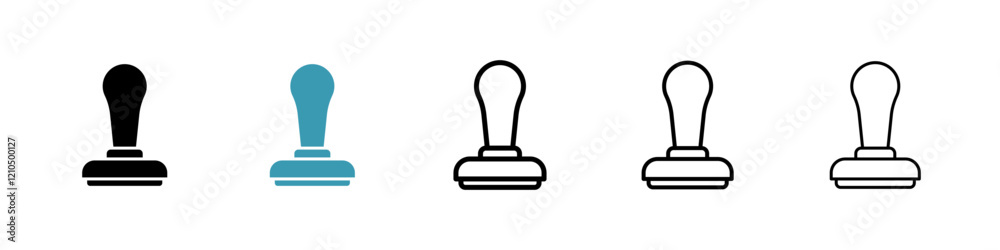 Approval stamp icons in black and blue set Approval stamp icons in black and blue set